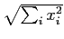 $ \sqrt{{\sum_i x_i^2}}$